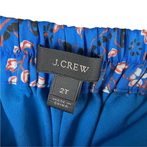 J. Crew Blue Floral Elastic Waist Tapered ankle Pants Size 2 Tall 2T - Picture 3 of 7